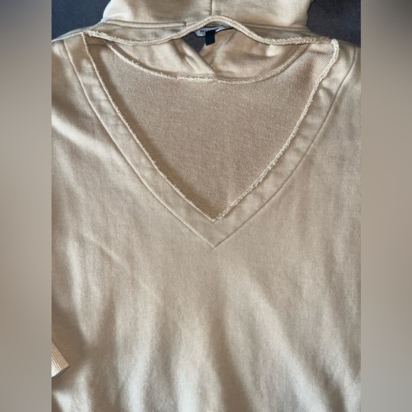 Hudson Jeans Back Cut out Cotton Hoodie Women’s Small Tan Camel Neutral Fall - Picture 9 of 16
